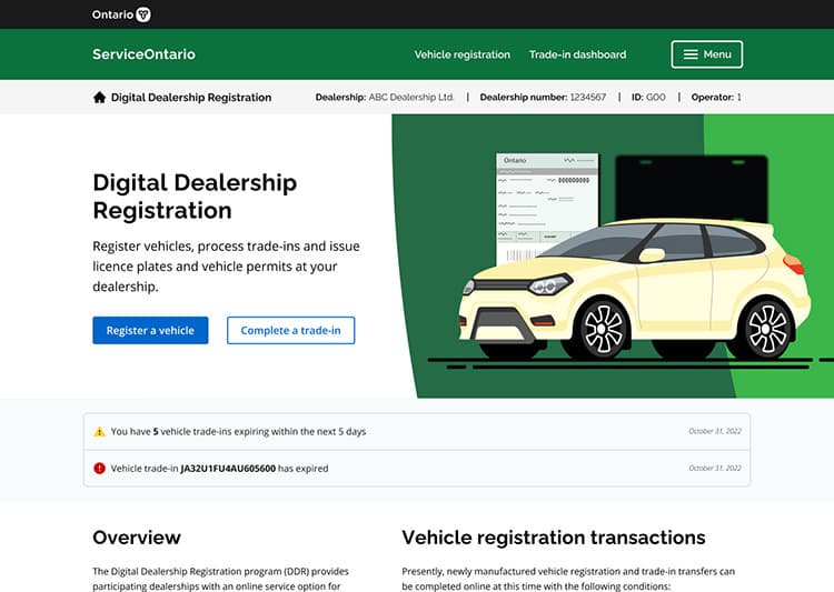 Service Ontario screen 1