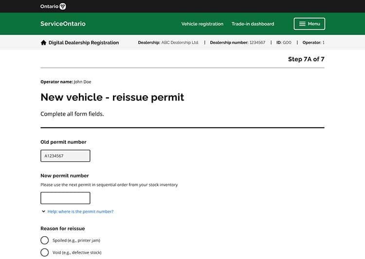 Service Ontario screen 14