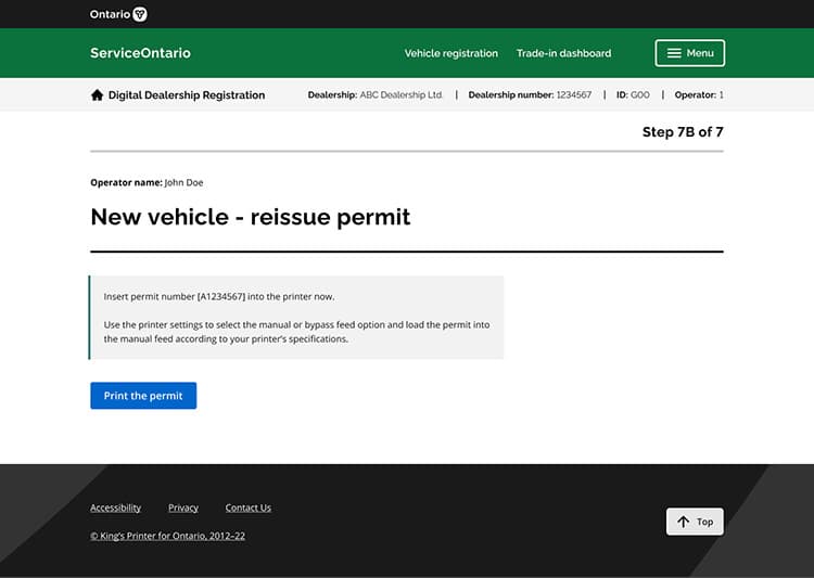 Service Ontario screen 15