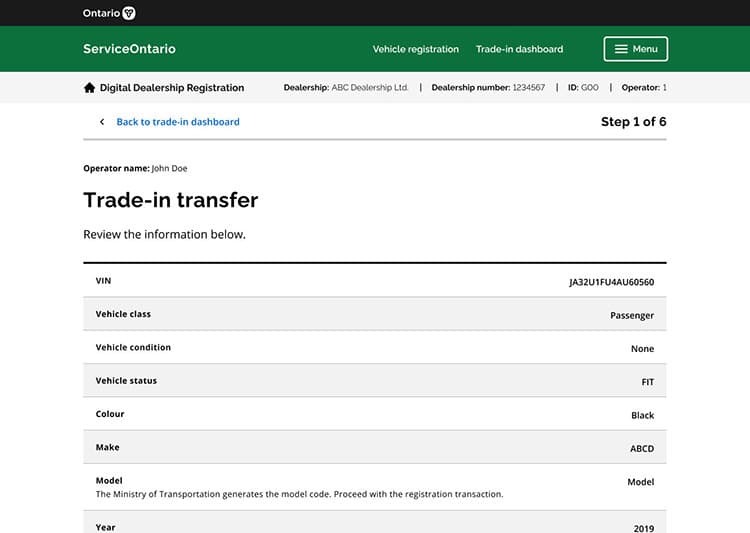 Service Ontario screen 17