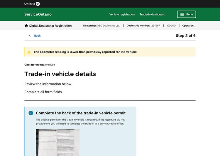Service Ontario screen 19