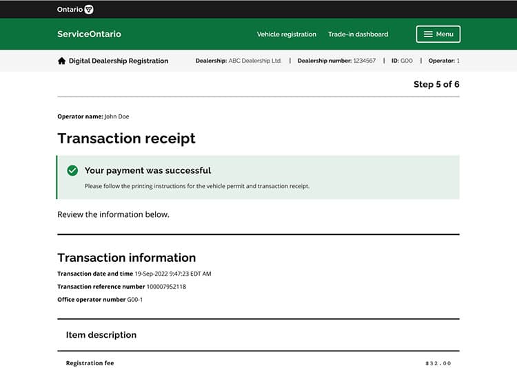 Service Ontario screen 21