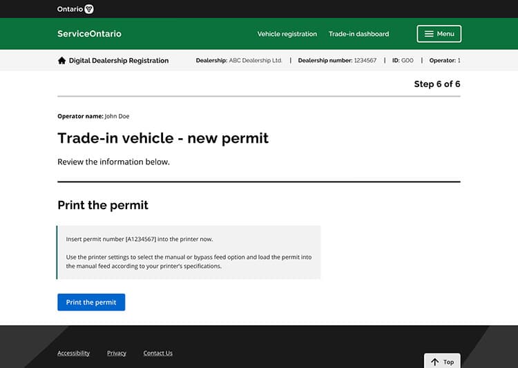 Service Ontario screen 23