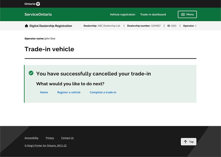 Service Ontario screen 3