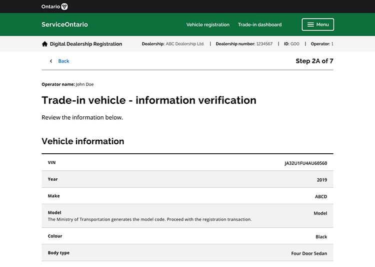 Service Ontario screen 7